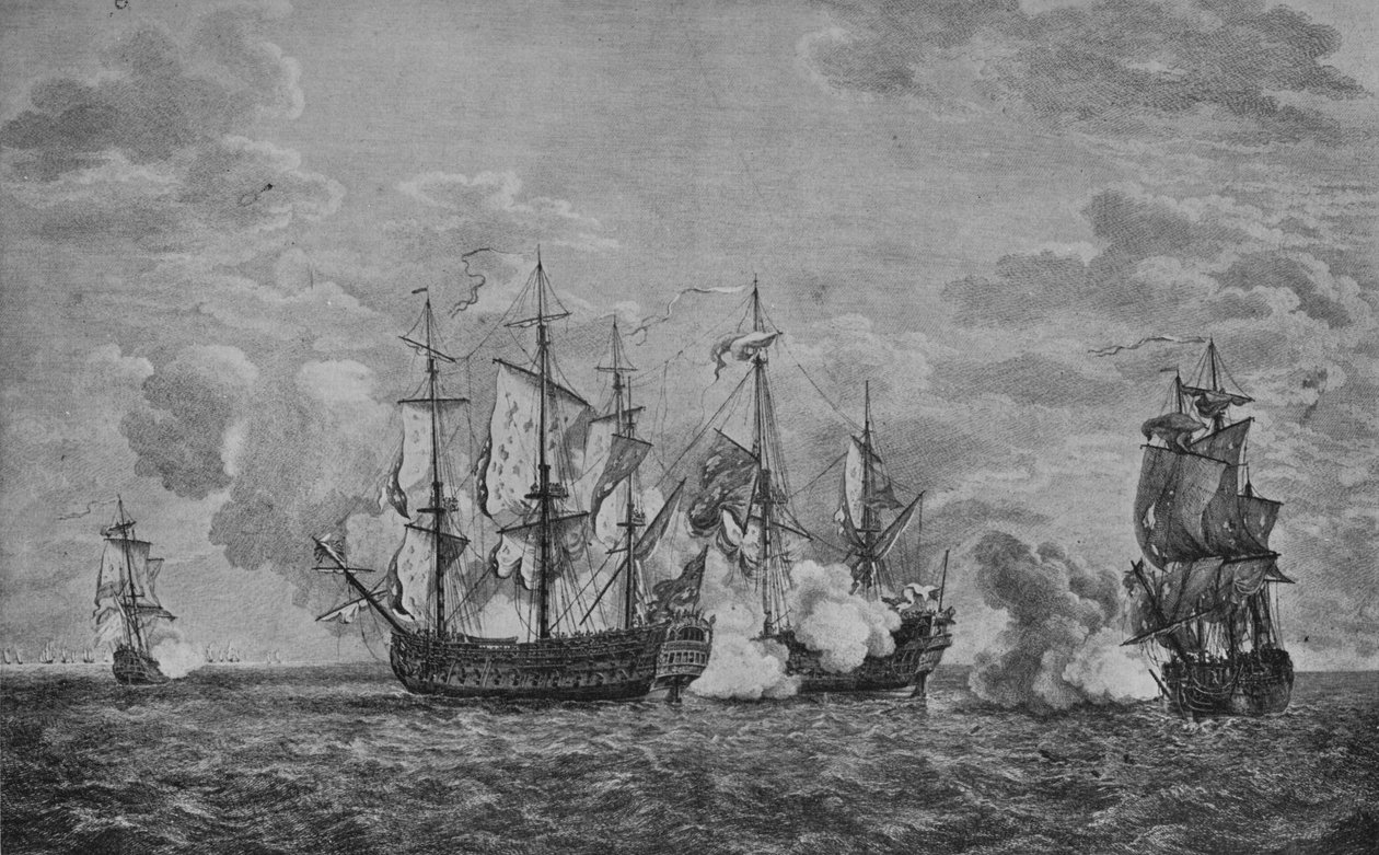 The Buckingham and the Florissant, c1760 af Richard Paton