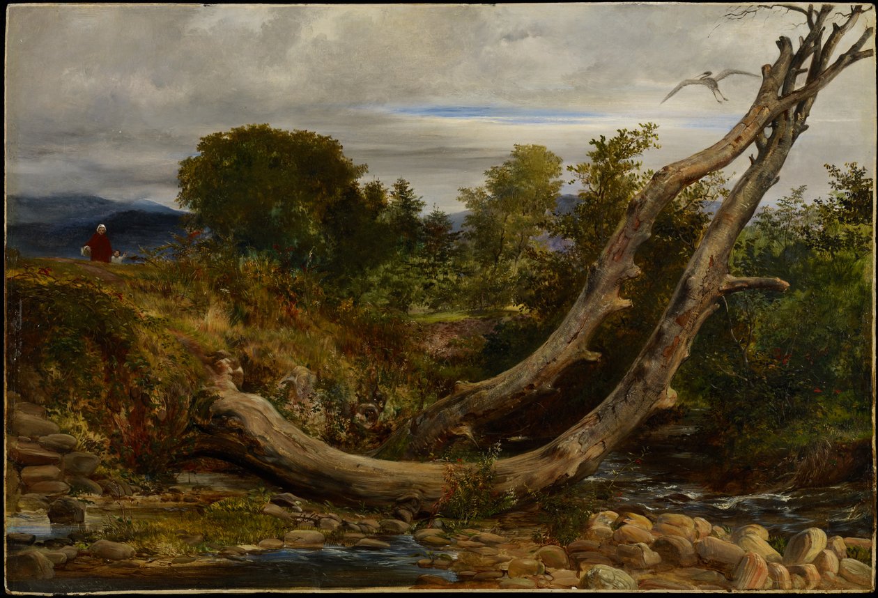 The Heron Disturbed, ca. 1850 (olie på mølleplade) af Richard Redgrave