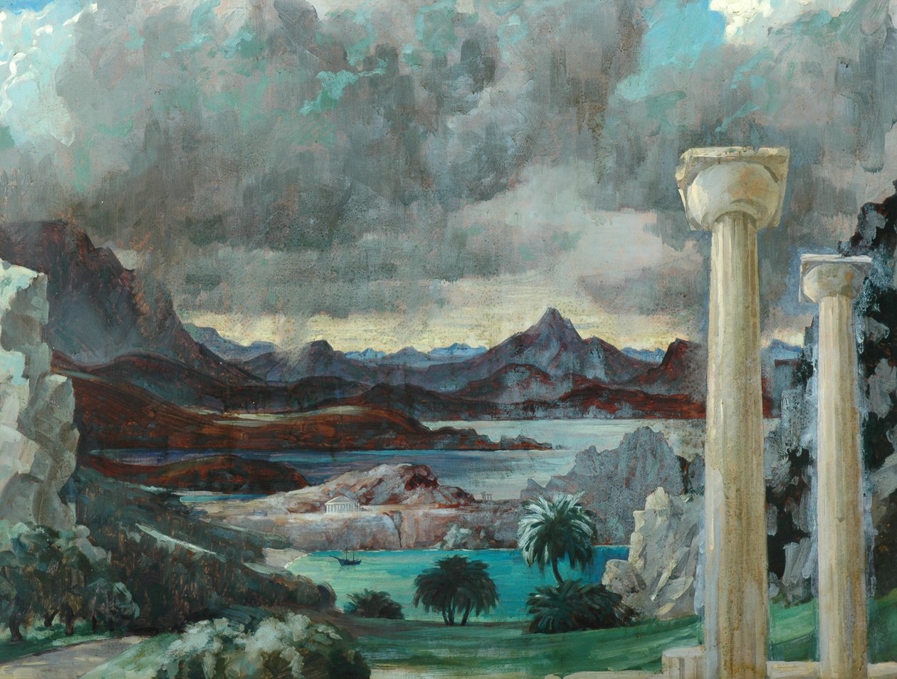 Storm over Grækenland (olie på lærred) af Richard Wyndham