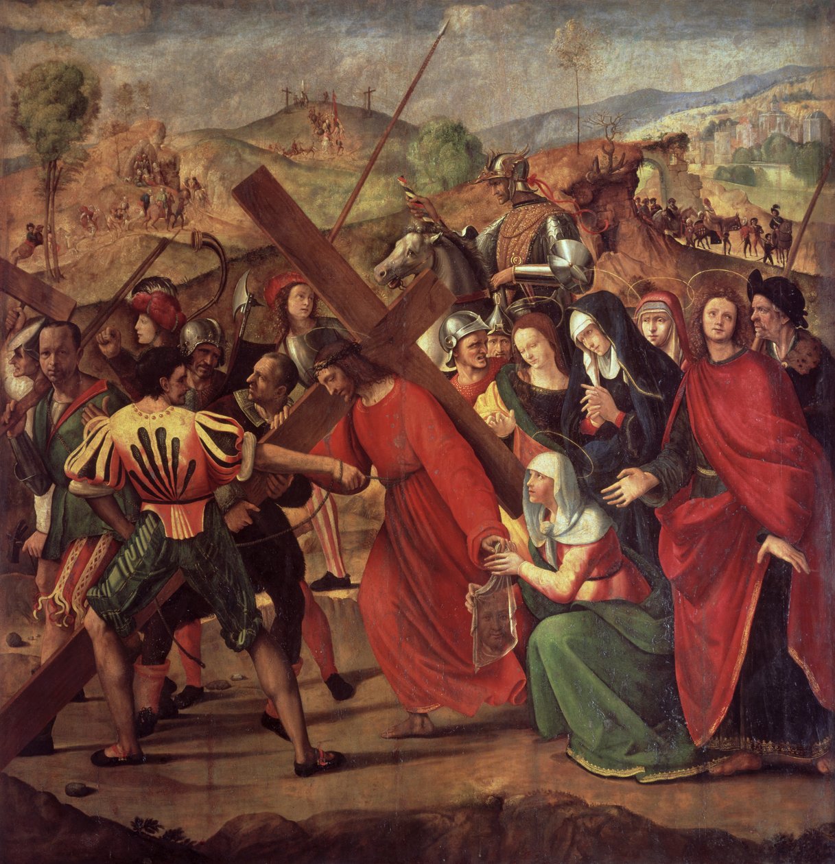 Processionen til Golgata, ca. 1505 (olie på lærred overført fra træ) af Ridolfo , Il Ghirlandaio