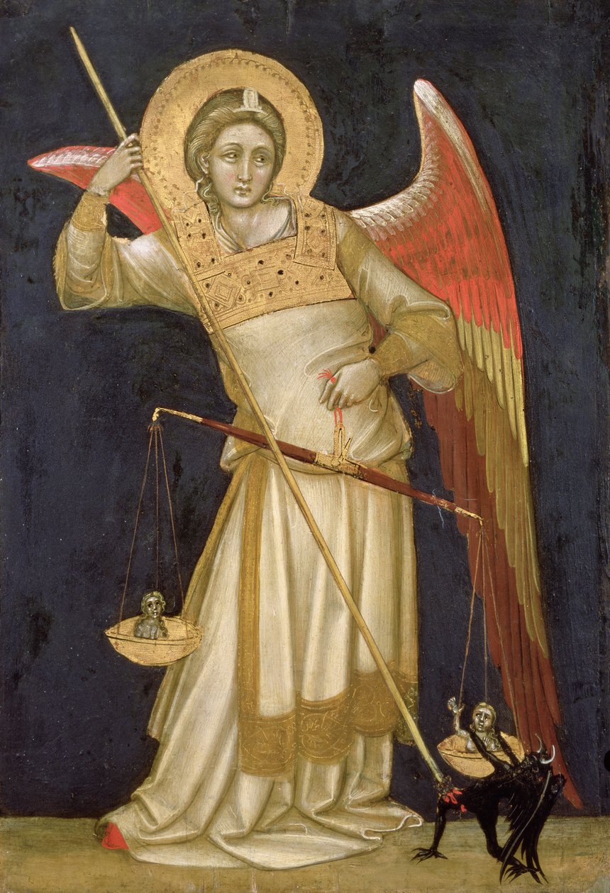 Engel vejer en sjæl, 1348-54 af Ridolfo di Arpo Guariento