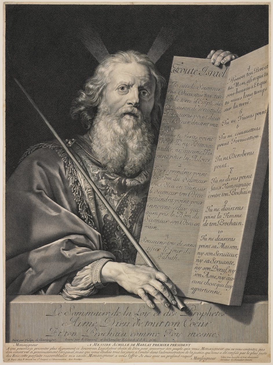 Moses præsenterer de ti bud, 1699 af Robert Nanteuil