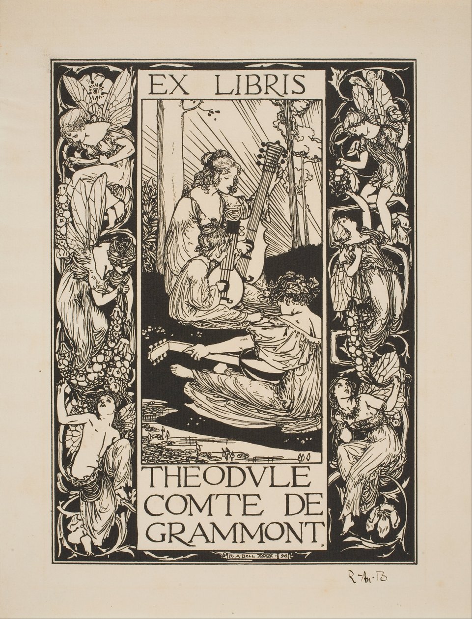Bogplade af Theodule, greve af Grammont af Robert Anning Bell