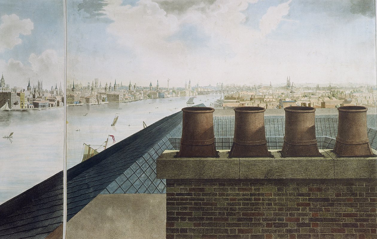 Panoramaudsigt over London, 1792-93 (farvet akvatint) af Robert Barker