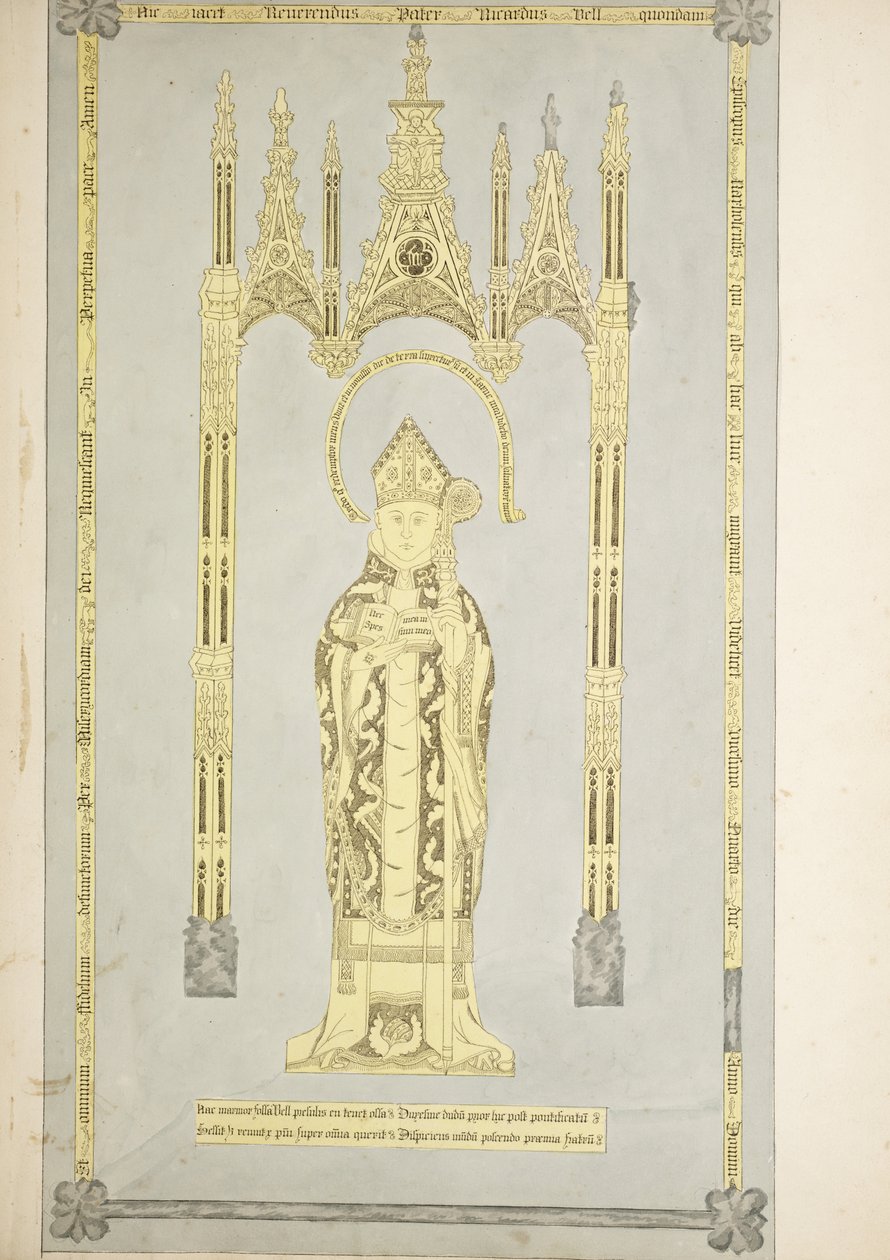 Fru New Coll 380, f6r. Antikviteterne fra Cathedral Church of Saint Mary, Carlisle, tegnet af Robert Carlile, 1795 (pen og blæk og wc på papir) af Robert Carlile