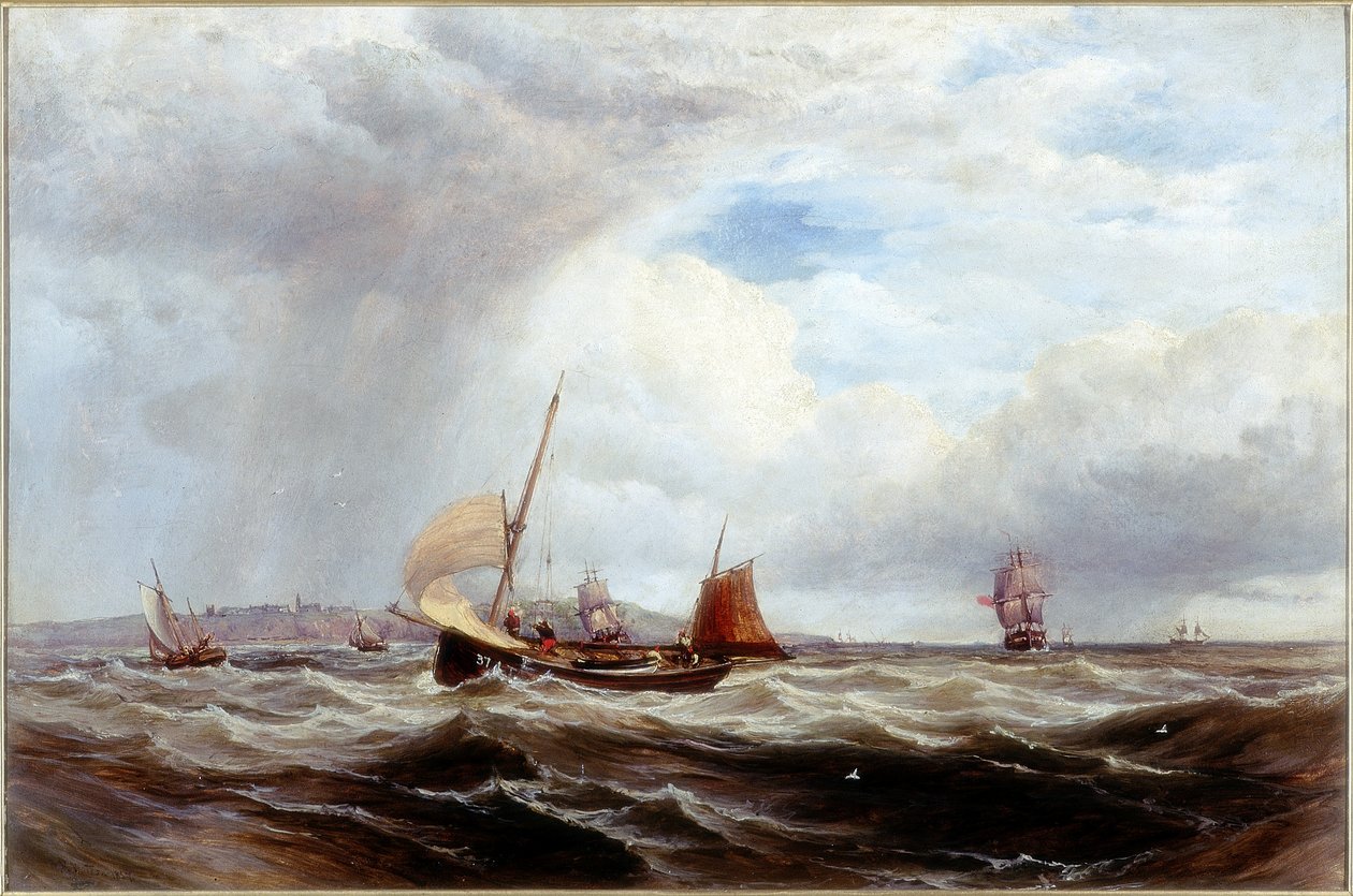 Skibe og fiskerbåde i hård sø af Robert F. Watson