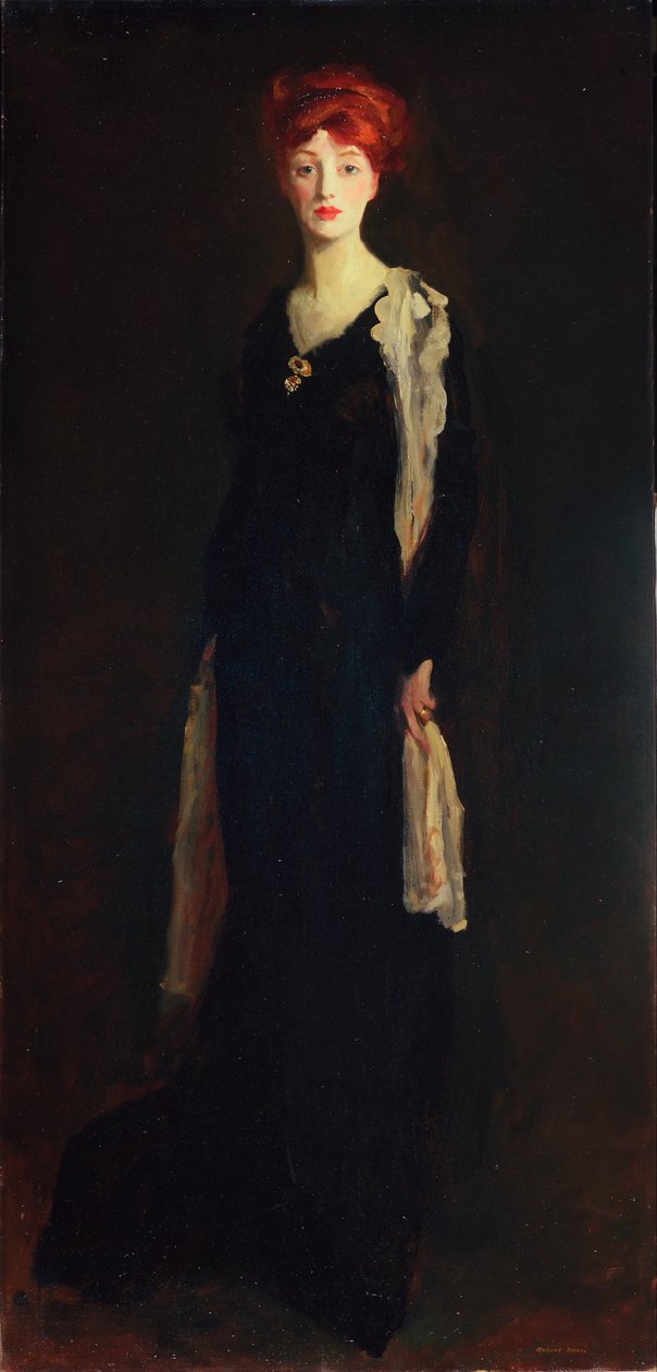 Dame i sort med spansk tørklæde (O i sort med tørklæde) af Robert Cozad Henri