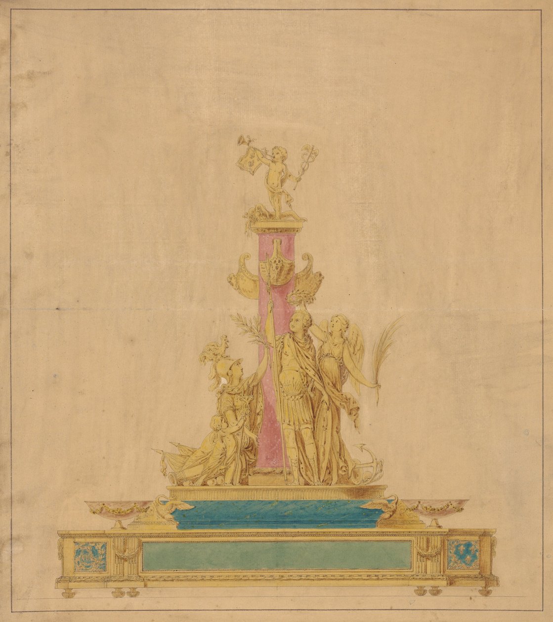 Tegning til en blækstand af Robert Joseph Auguste