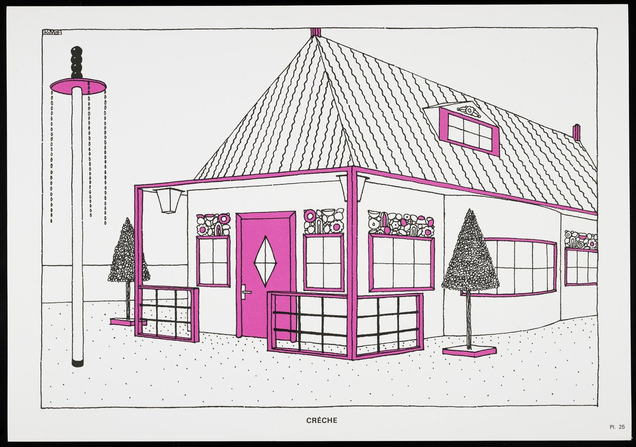 Cot, fra Une Cite Moderne, tegninger af Rob Mallet-Stevens Architect, 1987 (udgivet) af Robert Mallet Stevens
