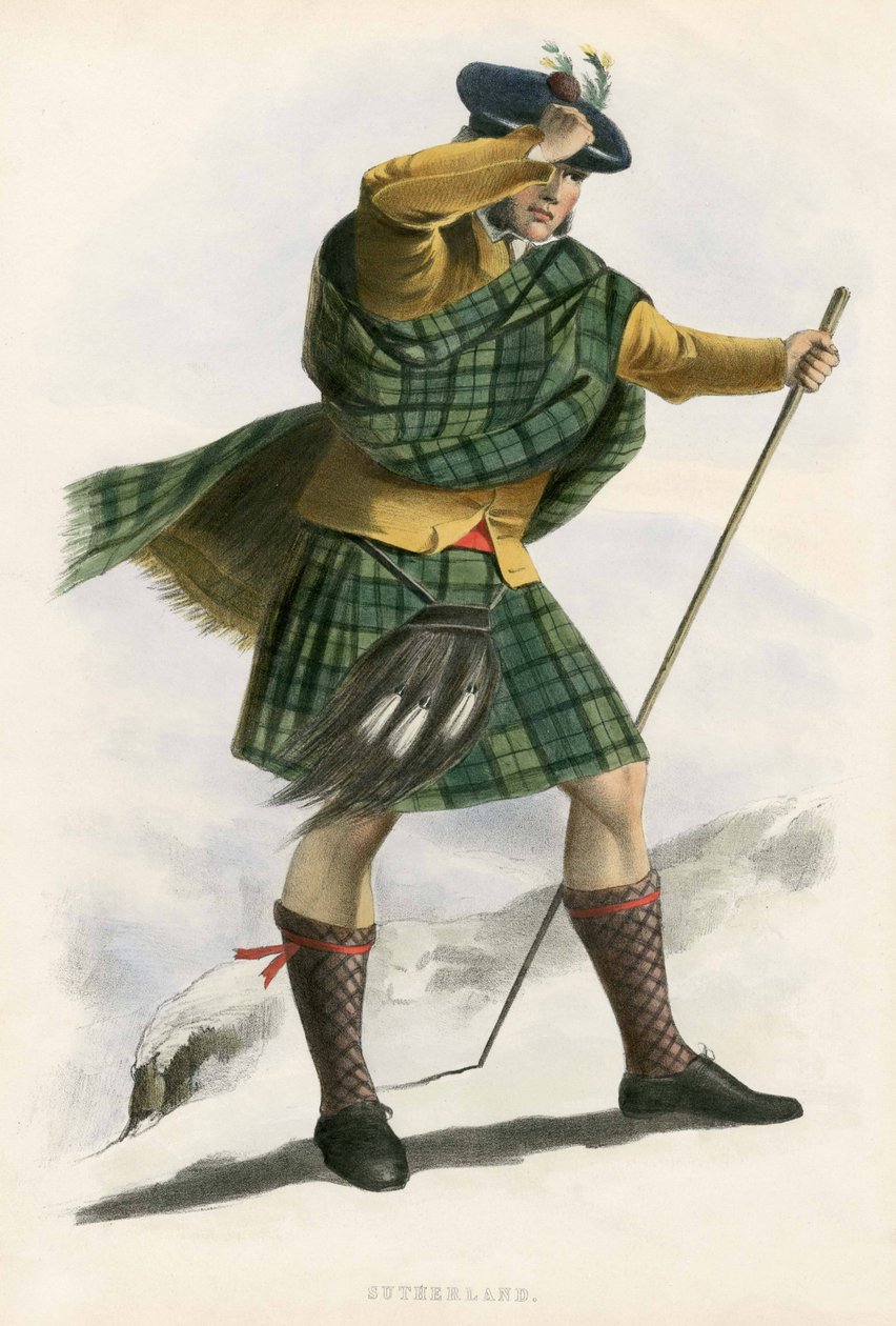 Sutherland, fra The Clans of the Scottish Highlands, pub.1845 af Robert Ronald McIan