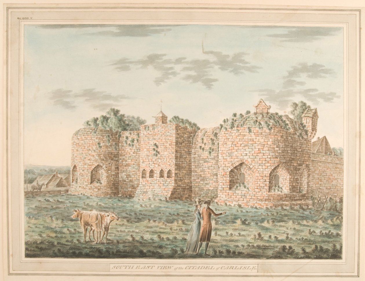 Sydøst udsigt over citadellet i Carlisle, 1791 (wc på papir) af Robert Senior Carlyle