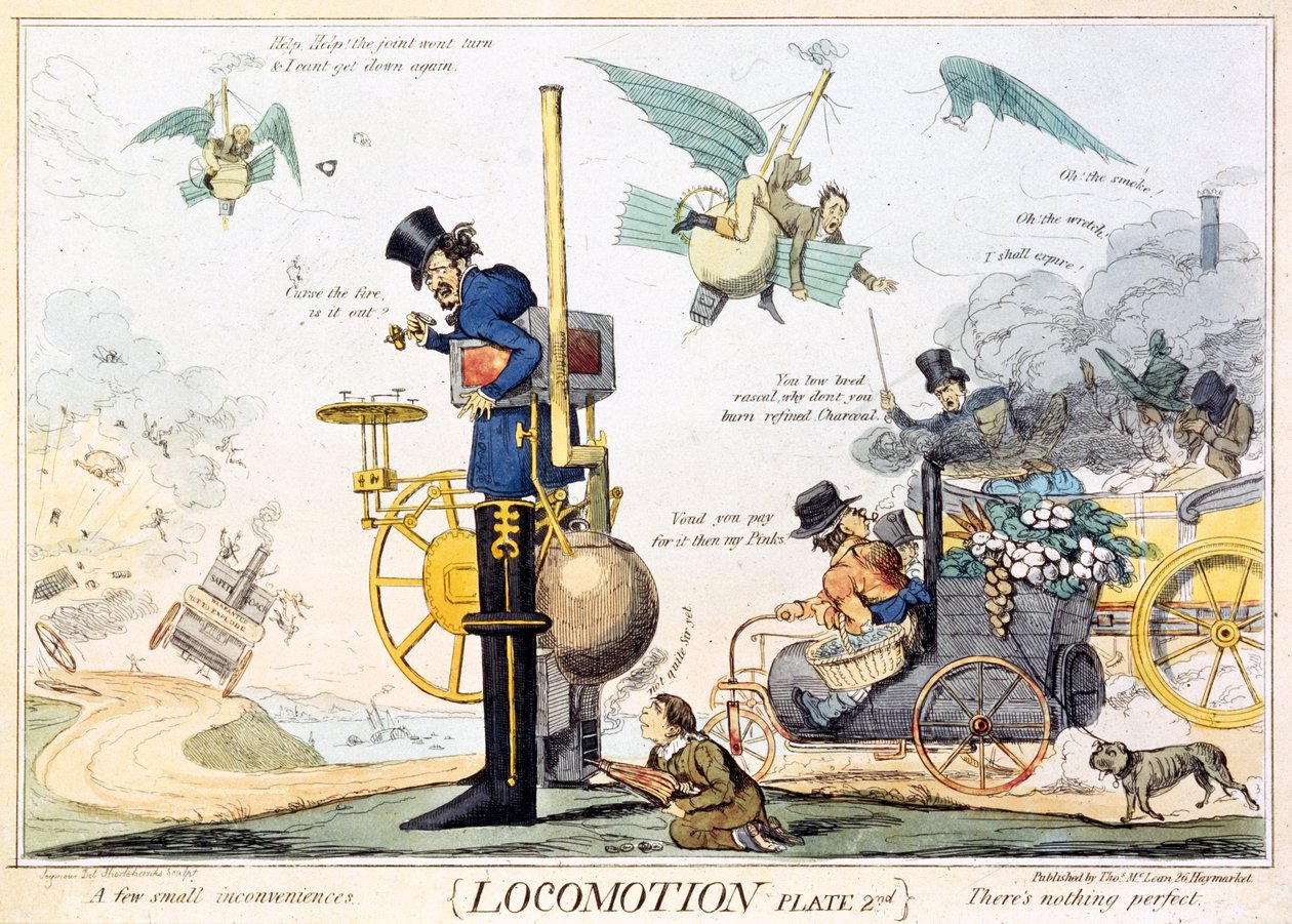 Locomotion, Plade 2nd, udgivet af Thomas McLean, ca. 1835 (håndfarvet gravering) af Robert Seymour