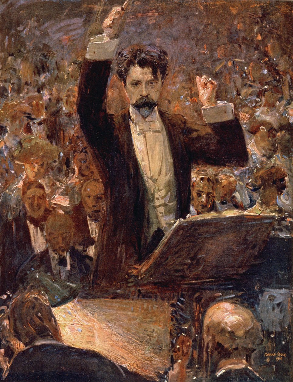 Arthur Nikisch (1855-1922) dirigerer en koncert i Gewandhaus i Leipzig, 1910 af Robert Sterl