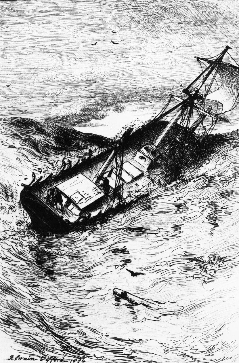 Wreck of the Grampus, illustration fra 