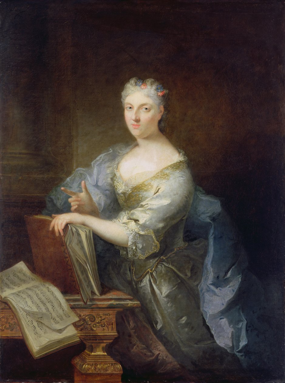 Portræt af sangerinden Marie-Louise Desmatins (1670-1708) af Robert Tournieres