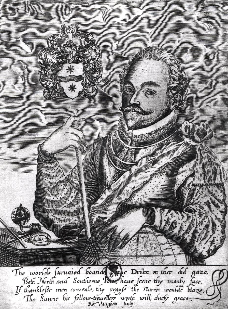Portræt af Sir Francis Drake (ca. 1540-96) af Robert Vaughan