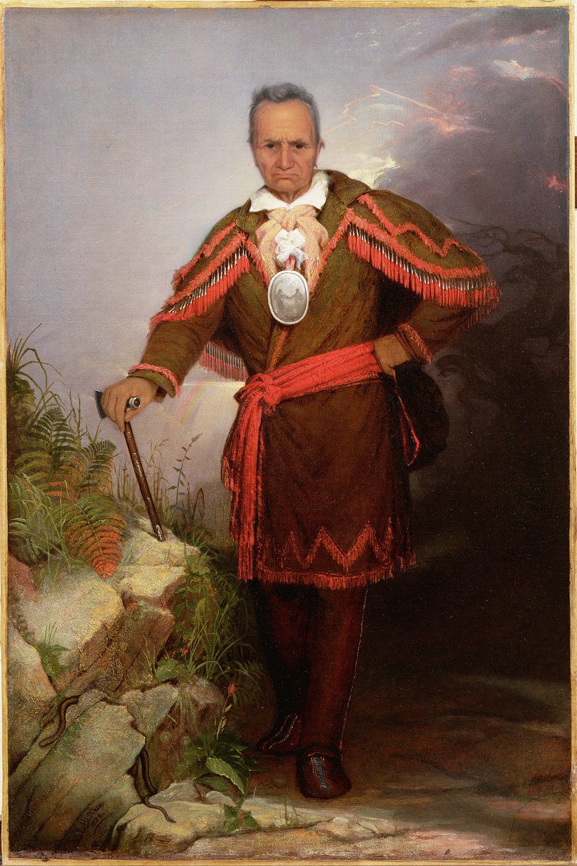 Portræt af Sa-go-ye-wat-hg eller rød jakke, ca. 1828 af Robert Walter Weir