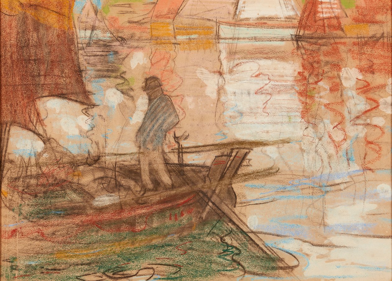 Concarneau Ferryman 1894 (pastel) af Robert Brough