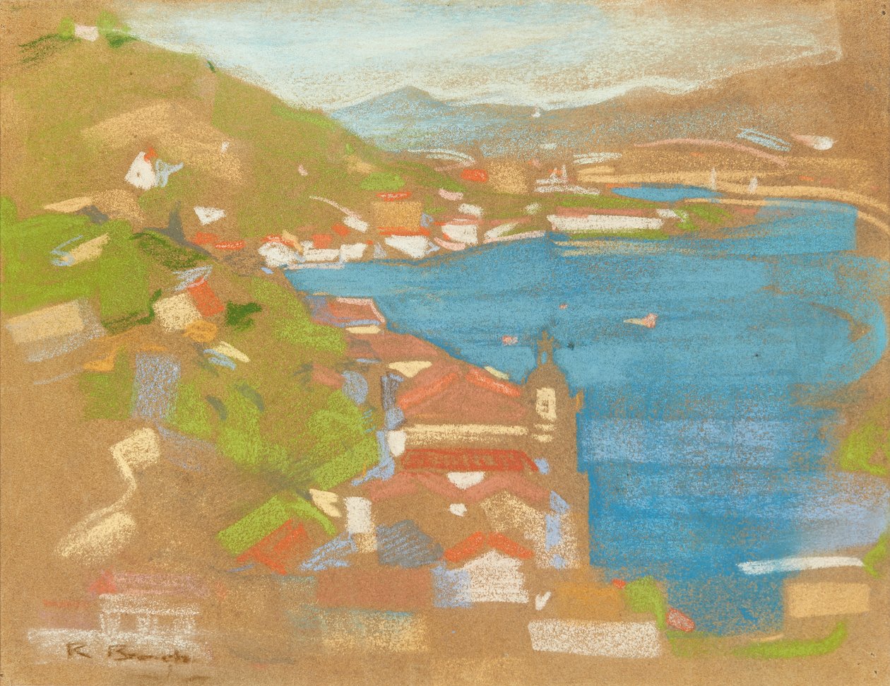 Syd for Concarneau (pastel på brunpapir) af Robert Brough