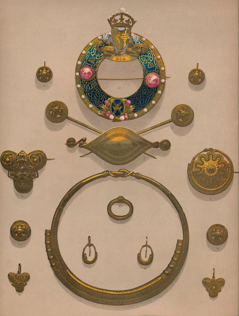 Guldsmykker og broche, 1863. af Robert Dudley
