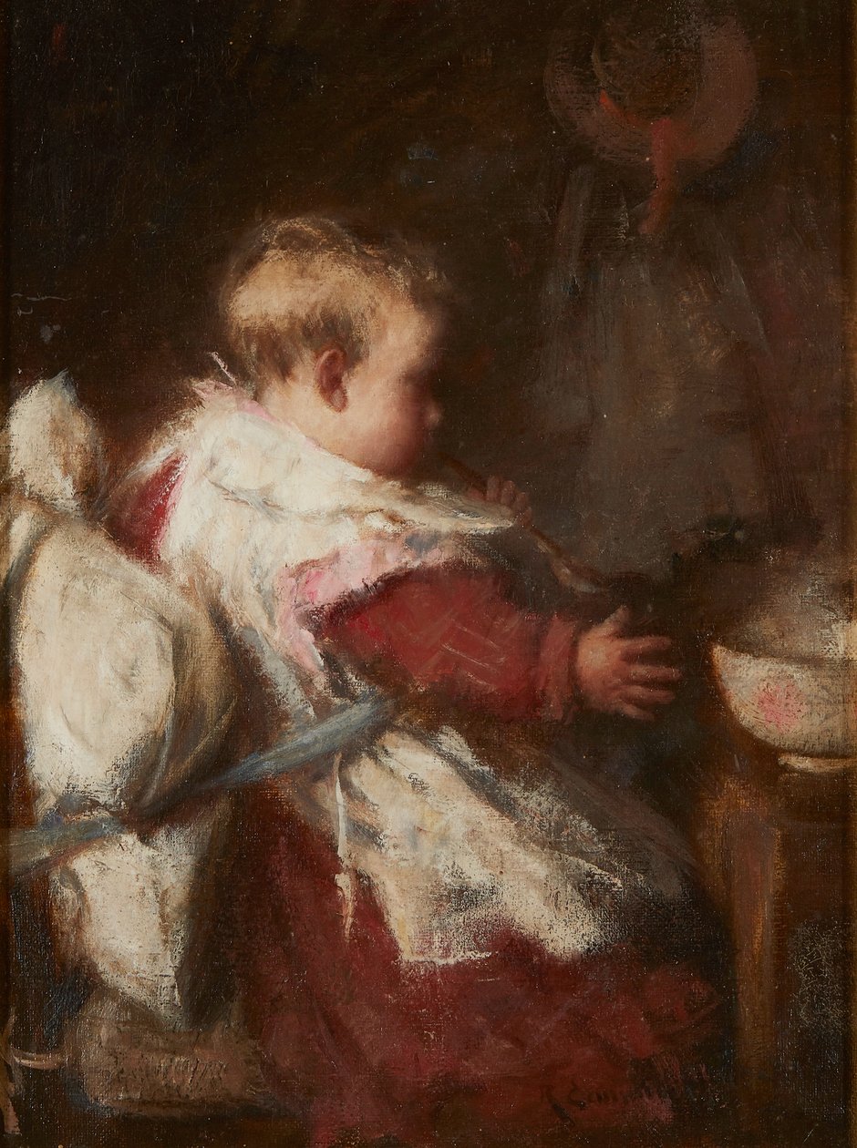 Babys morgenmad (olie på lærred) af Robert Gemmell Hutchison