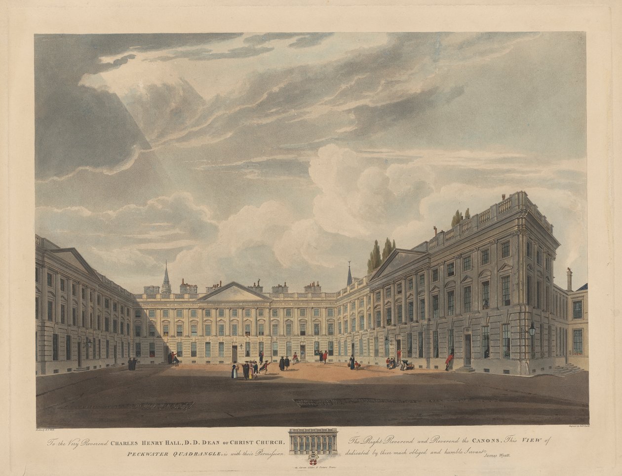 Peckwater Quadrangle, Christ Church, Oxford af Robert Havell
