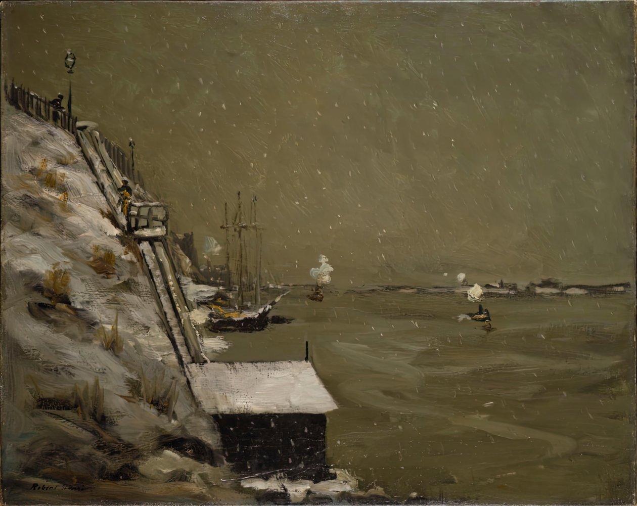 East River Embankment, vinter, 1900. af Robert Henri