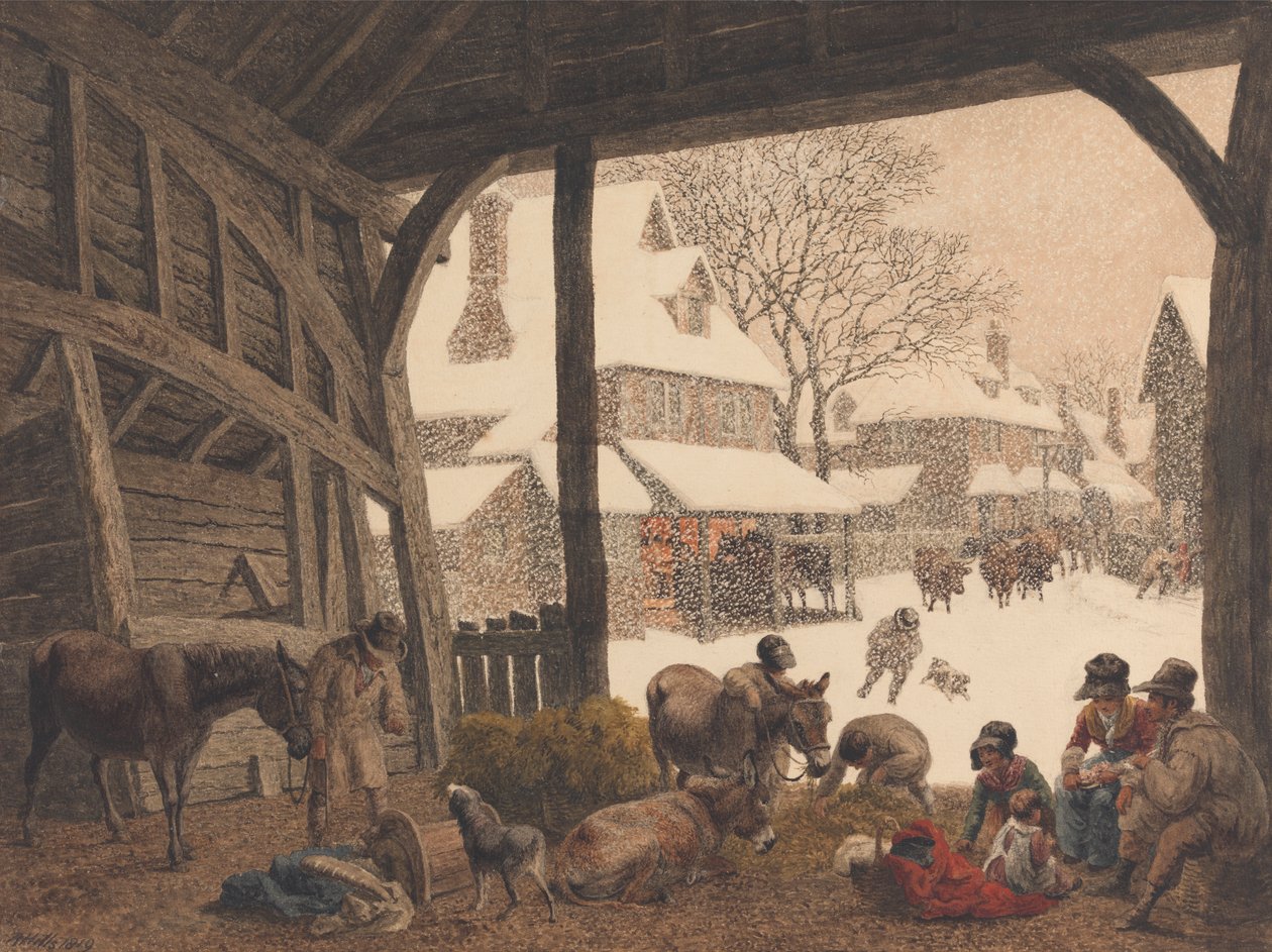 En landsbysnescene af Robert Hills