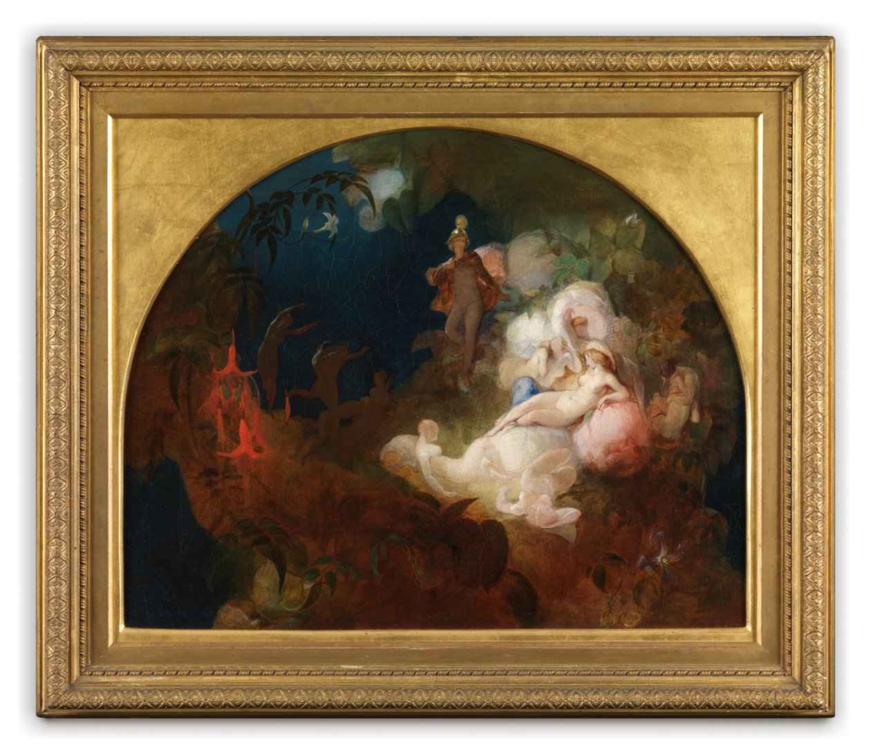 Der sover Titania (olie på panel) af Robert Huskisson