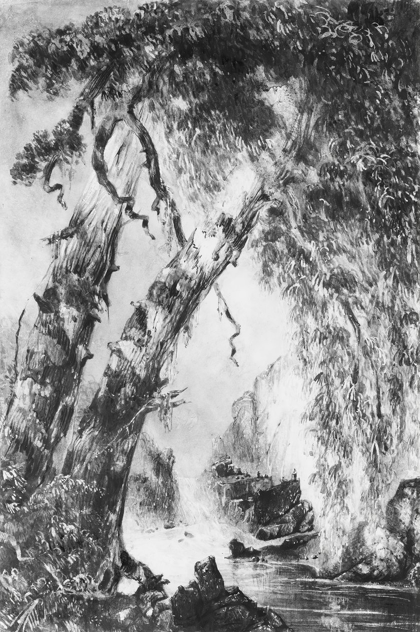 Trenton Falls, New York, 1836. af Robert Jones