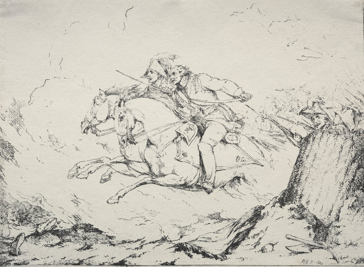 Eksemplarer af polyautografi: Cavalry Charge af Robert Kerr Porter