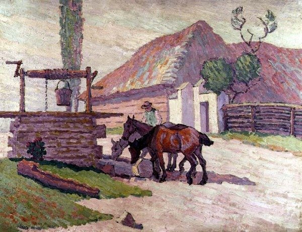 Heste drikker af Robert Polhill Bevan