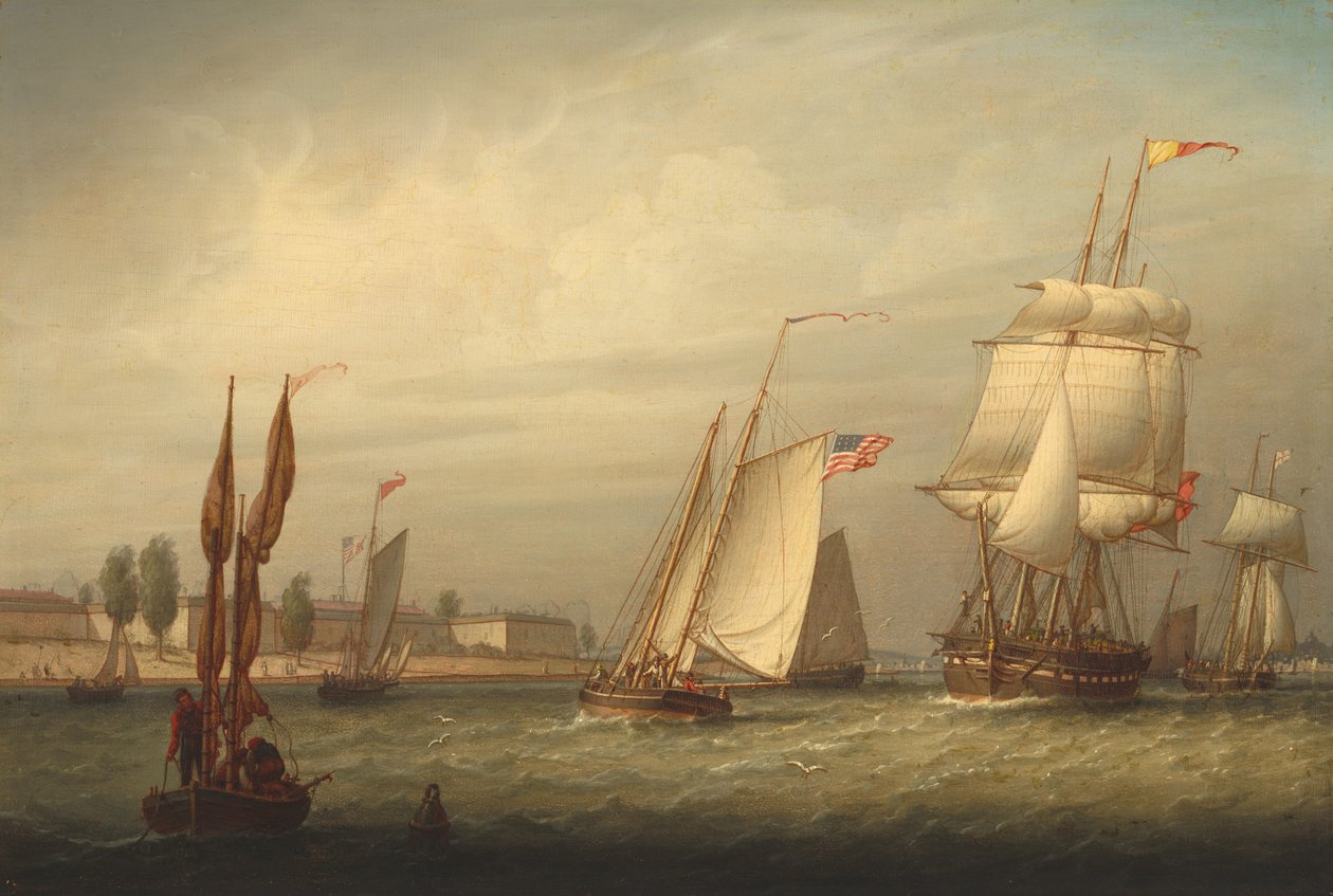 Boston Havn, 1843. af Robert Salmon