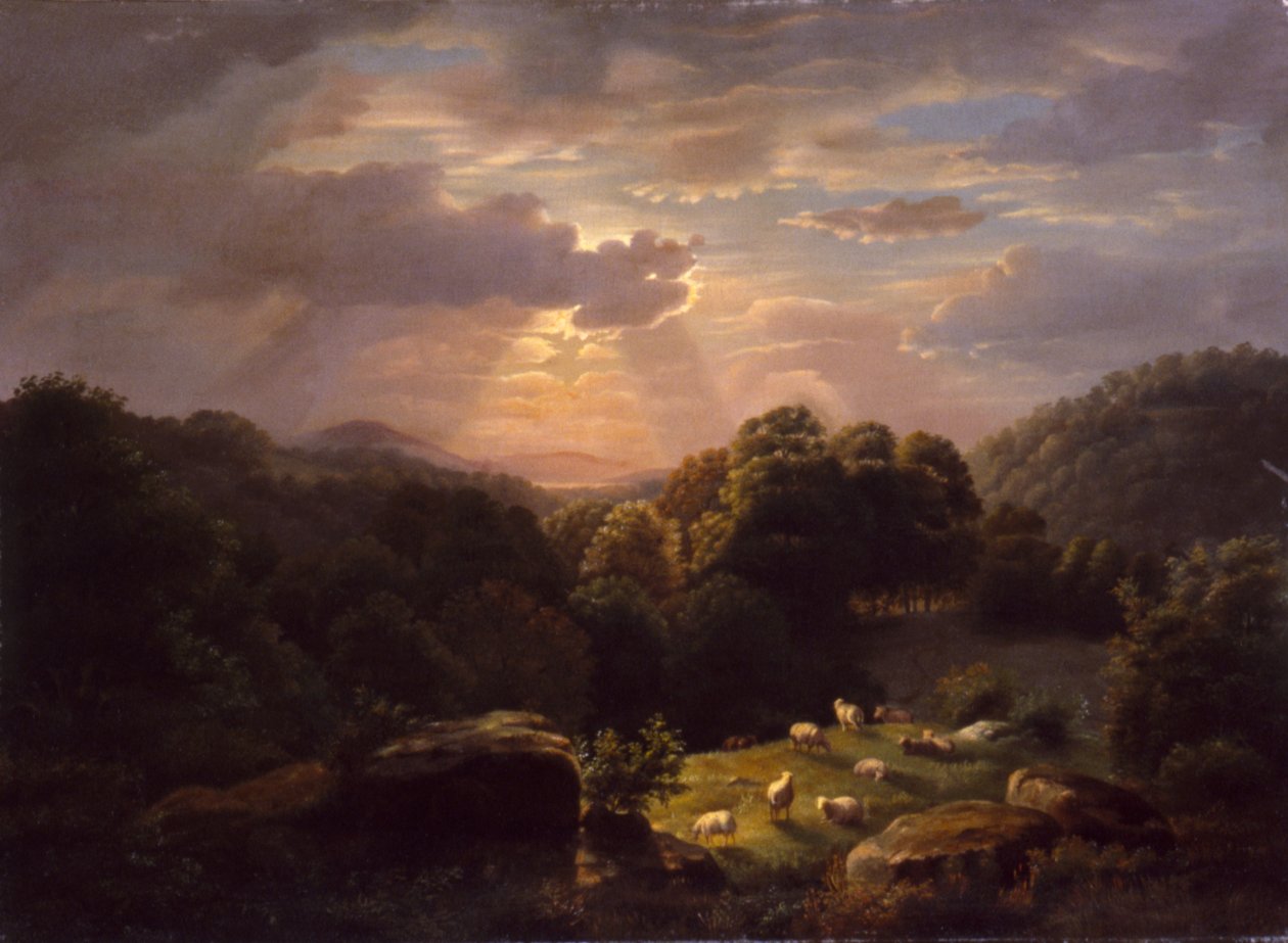 Landskab med får, n.d. af Robert Seldon Duncanson