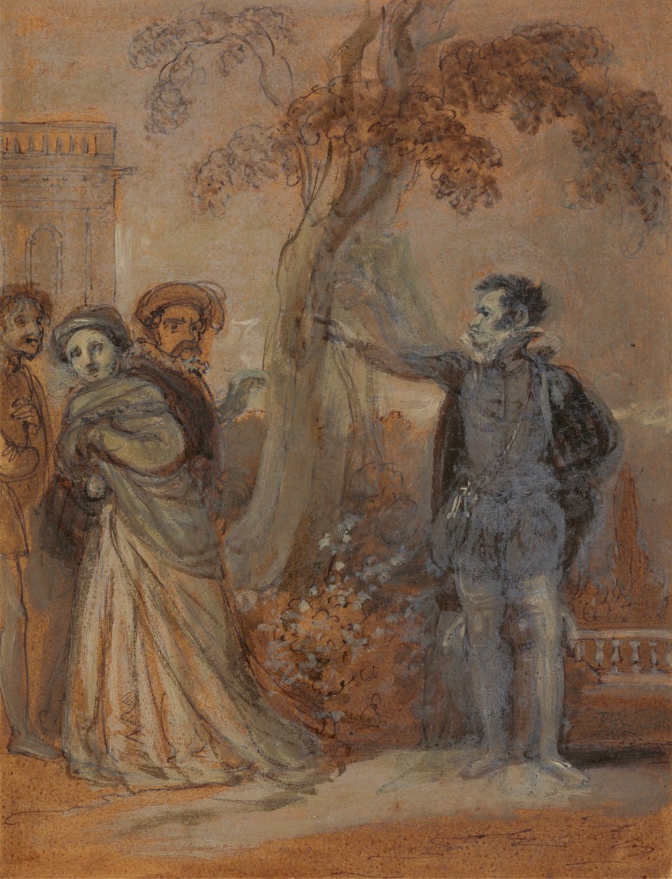 Malvolio misbruger Maria, Fabian og Sir Toby af Robert Smirke