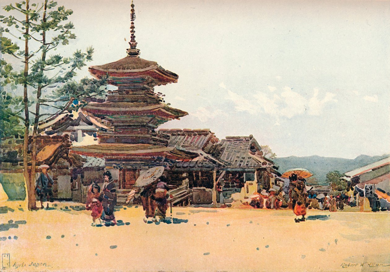 Yasaka Pagoda, Kyoto, Japan, c1909 af Robert Weir Allan