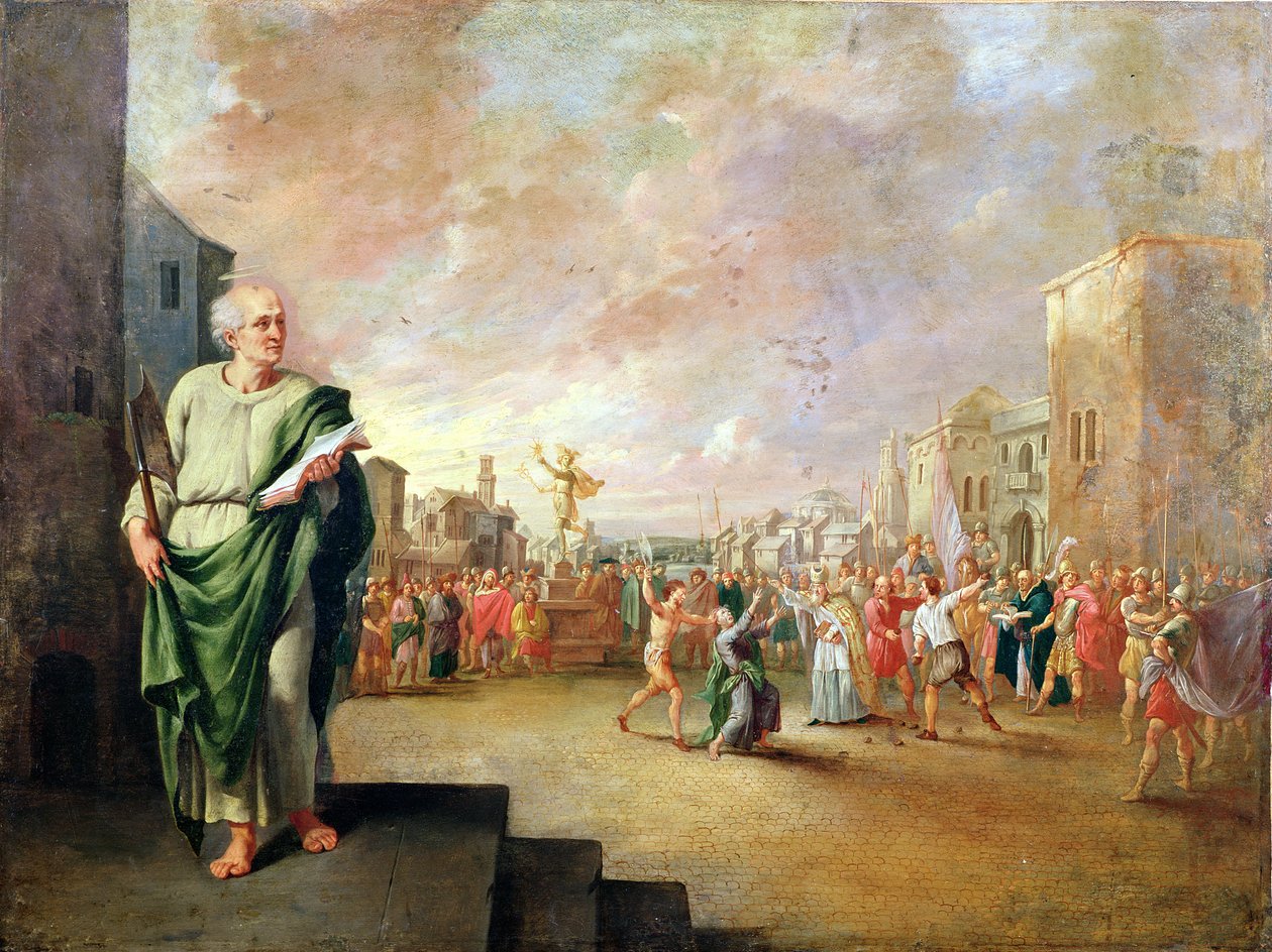 St. Matthias (olie på kobber) af Robert van den Hoecke