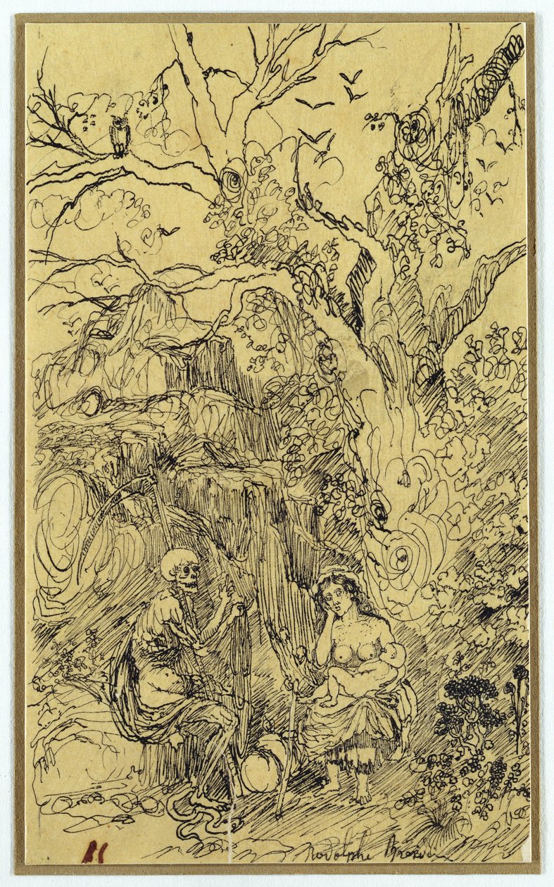 Moder og tid (La Mere et le Temps), ca.1857-61 (tusch og pen på papir) af Rodolphe Bresdin