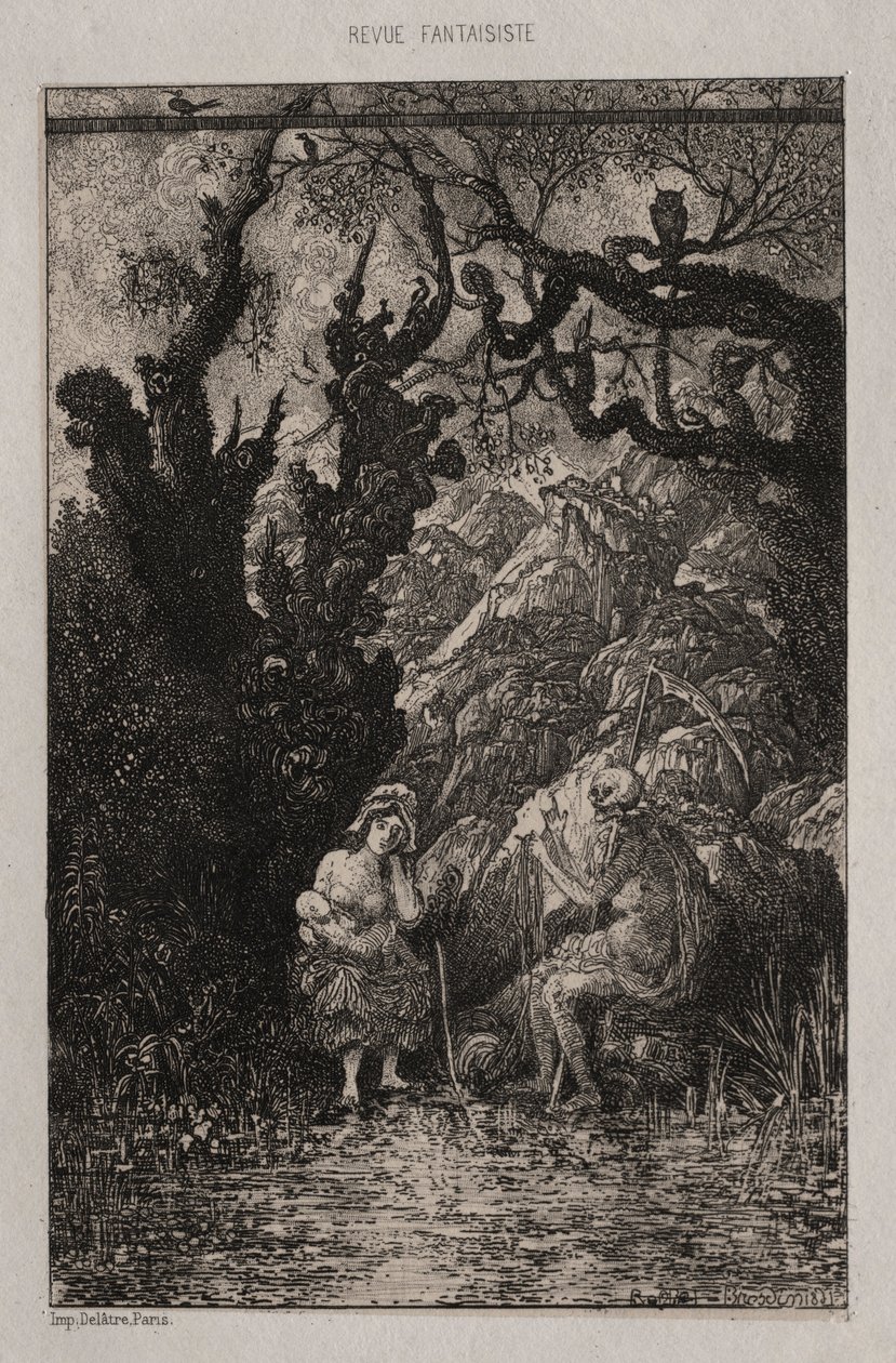 Døden og den unge mor, 1861. af Rodolphe Bresdin