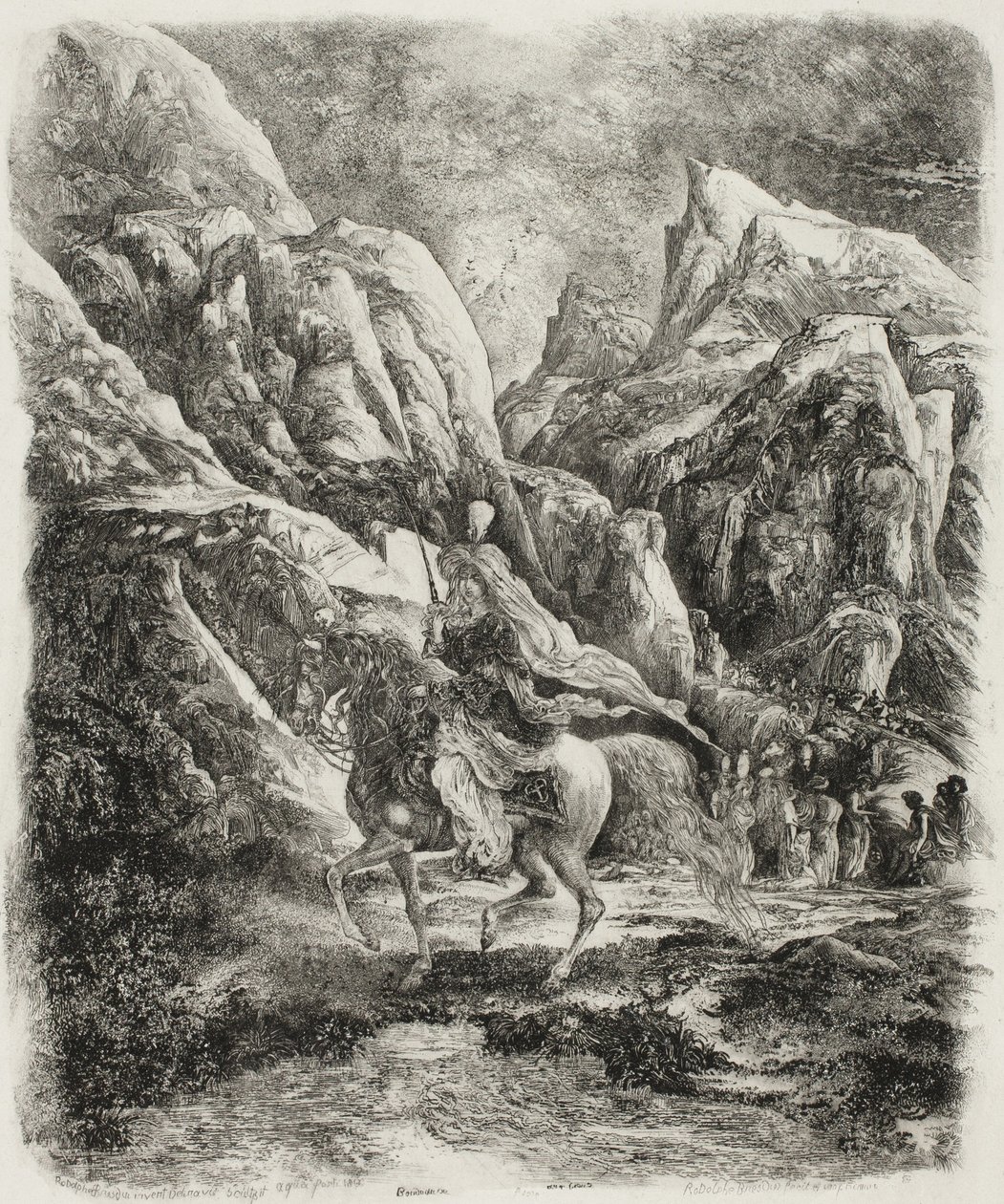 Rytter i bjergene af Rodolphe Bresdin
