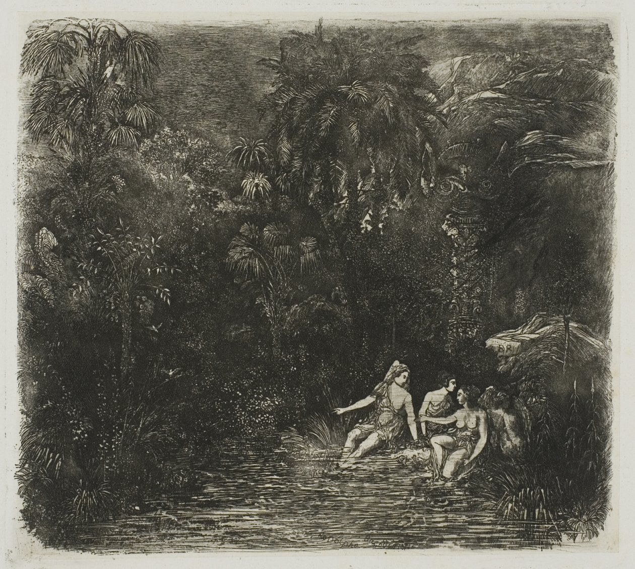 Badende under Palmerne af Rodolphe Bresdin