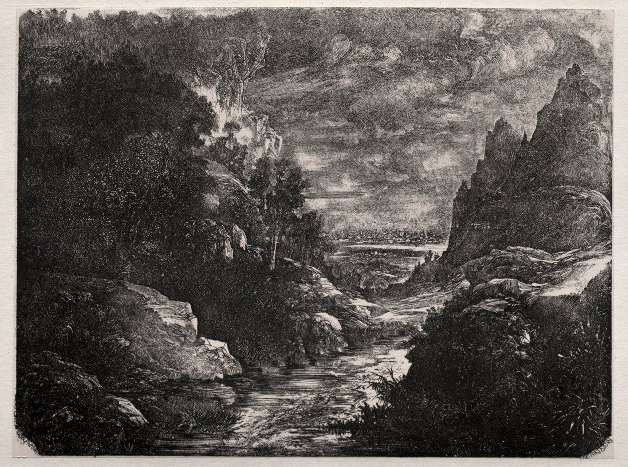 Bjergstrømmen, 1871. af Rodolphe Bresdin
