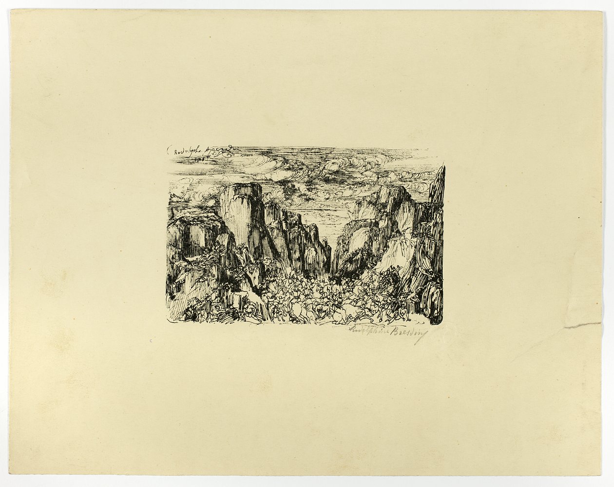 Uden titel (muligvis Cæsar og hans legioner) af Rodolphe Bresdin