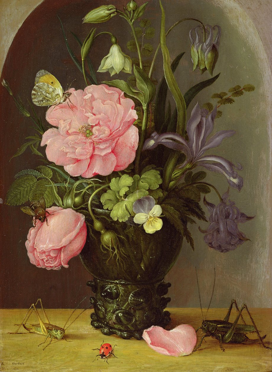 En vase med blomster, 1611 af Roelandt Jacobsz. Savery