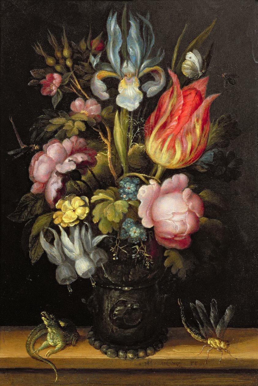Blomsterstykke med en Roemer, ca. 1615 (olie på kobber) af Roelandt Jacobsz. Savery