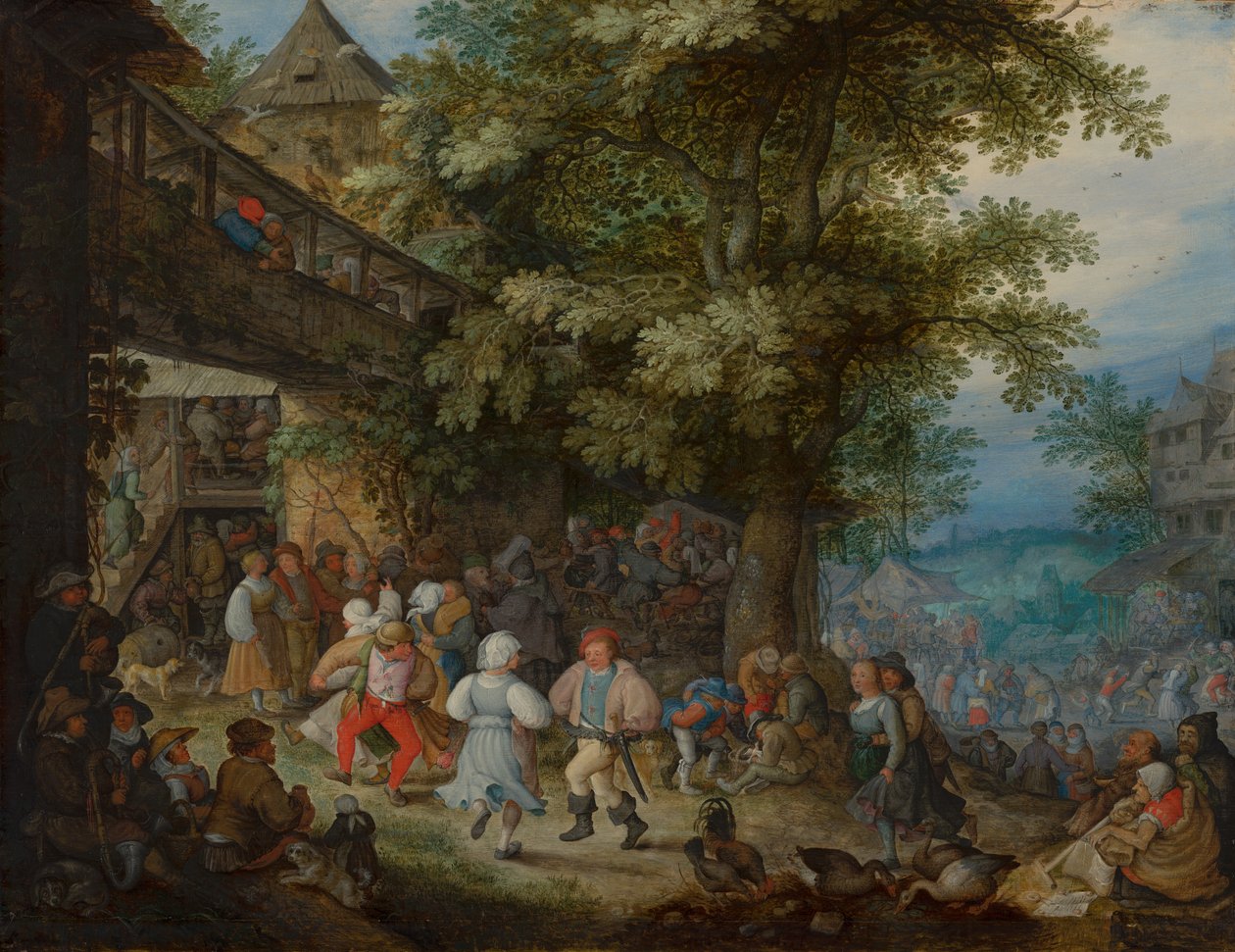 Bønder danser uden for en bohemisk kro af Roelant Savery