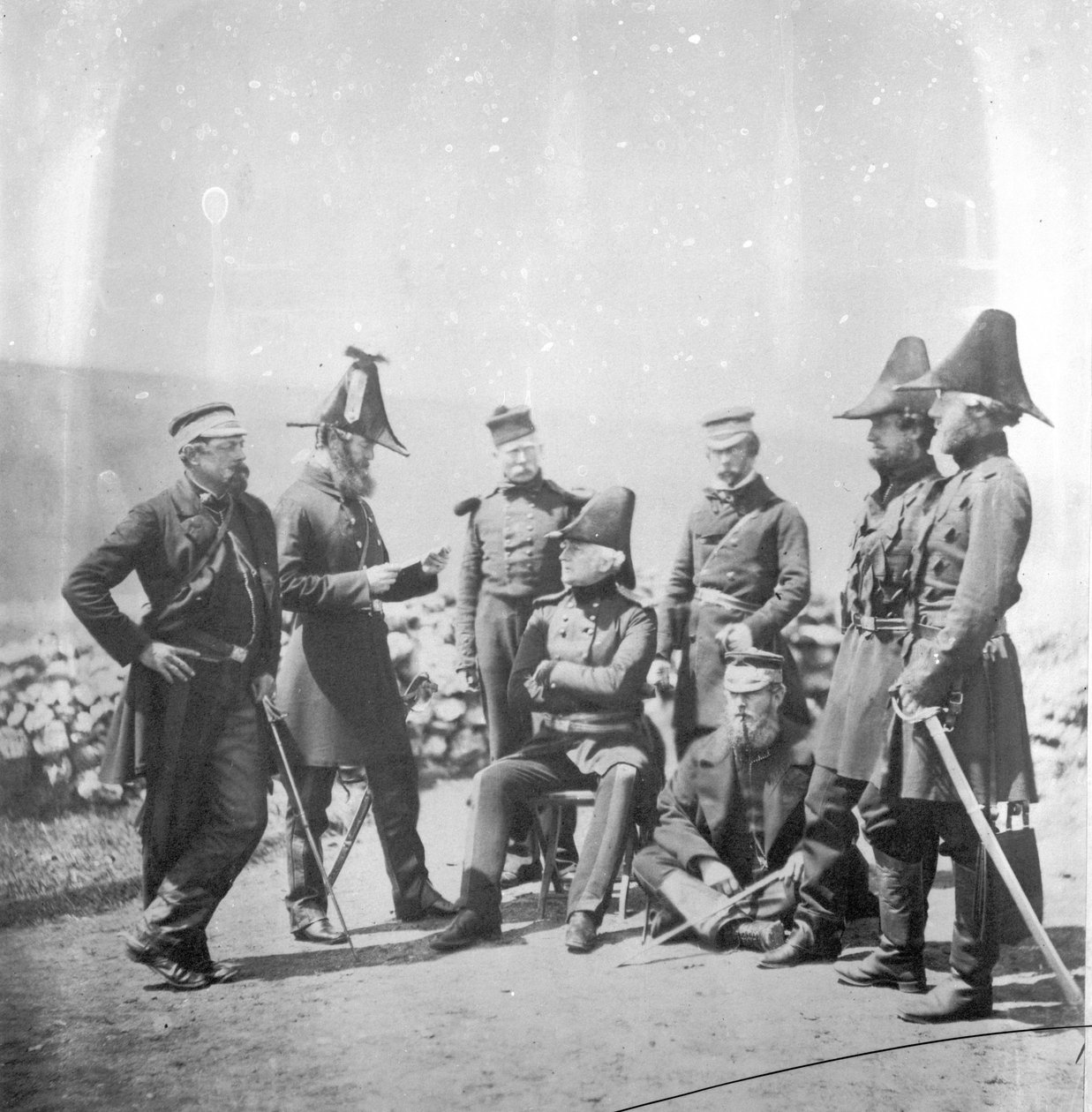 Generalløjtnant Sir George Brown G.C.B og officerer af hans stab, ca. 1855 af Roger Fenton