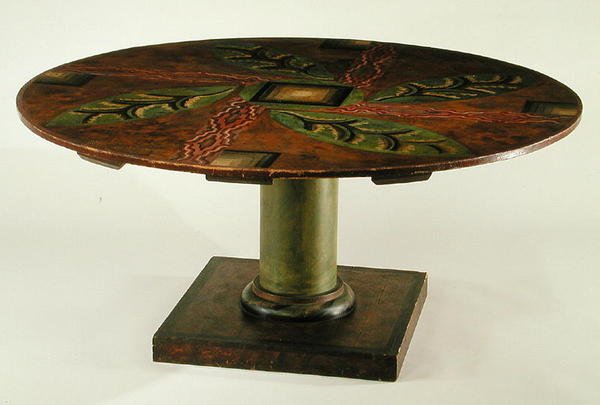 Cirkulært bord, ca. 1913-14 (håndmalet træ) af Roger Eliot Fry
