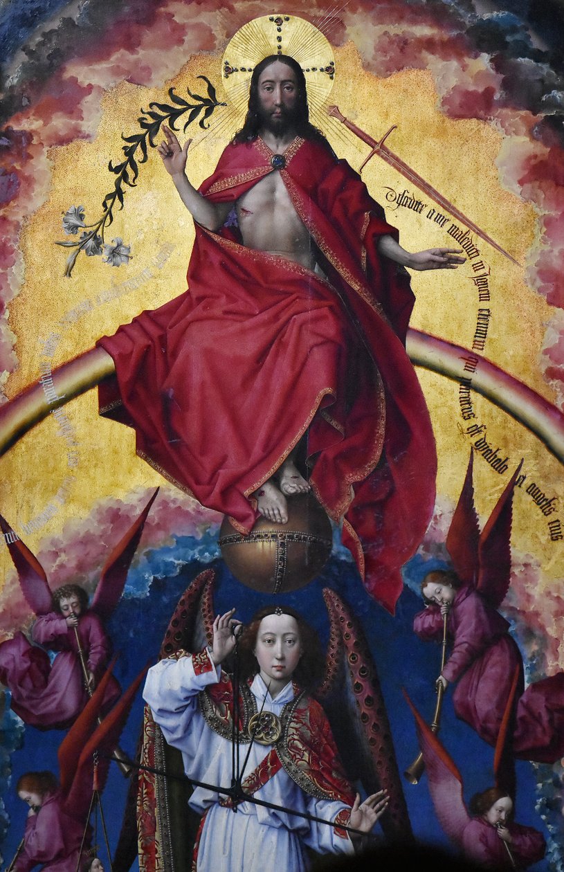 Den sidste dom - Hôtel -Dieu Beaune - detaljer i centralpanelet af Rogier van der Weyden