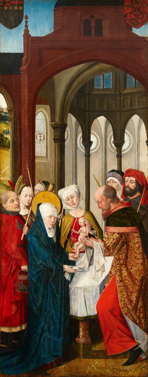 Præsentation af Kristus ved templet, venstre panel af Weston Triptykon, ca. 1480 af Rogier van der Weyden